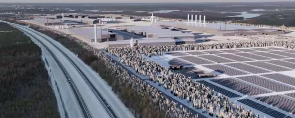 Visualisering av det planerade solkraftverket i Laivakangas, Torneå. Bild: Business Tornio