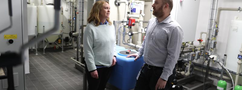 Inom projektet REWAISE testar vi nya lösningar för att spara på dricksvattnet. En av dem är att använda dagvatten till toaletter och tvättmaskiner, där vattnet renas med membranteknik. Foto: VASYD