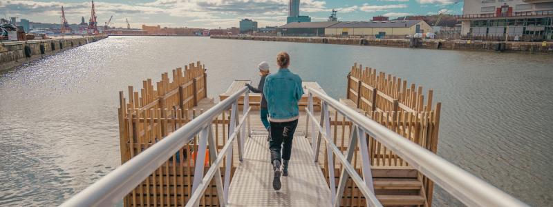 Den marina kolonilotten, Flytevi, i Göteborgs hamn. Foto: Happy Visuals