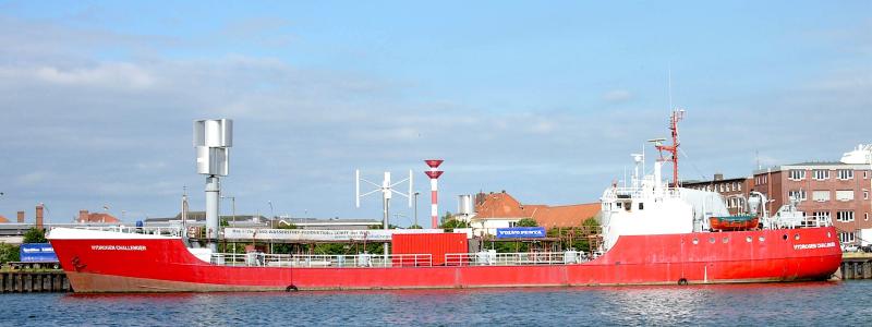 Hydrogen Challenger – ett vätgasdrivet fartyg (hamnen i Bremerhaven, Tyskland. Foto: Wikipedia Common, kredit: Hannes Grobe .