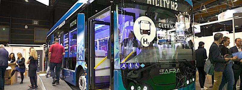 Den aktuella vätgasbussen ur HYCITY-serien presenterades nyligen på mässan Busworld. Foto: Keolis /Joint Public Transport Union i Clermont storstadsområde