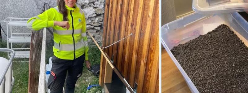 Pristagaren Jenna Senecal och urinpellets. Foto: vaguiden