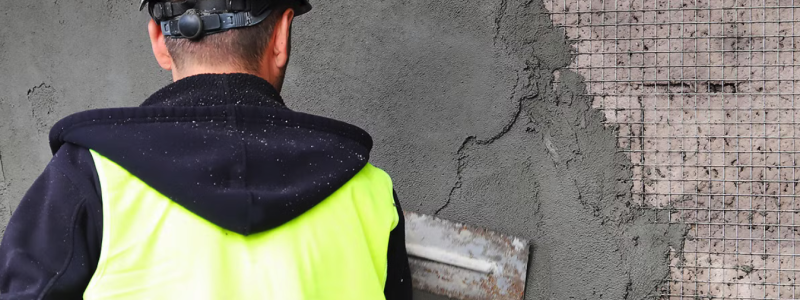 Putsbruket innehåller biokol som utgör en effektiv kolsänka. Foto: Finja Betong