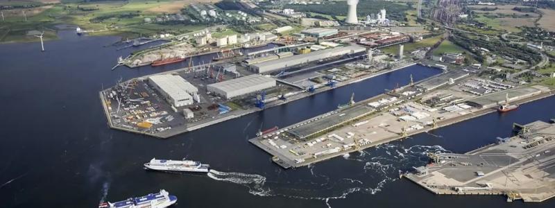 Tyska staden Rostocks hamn där det stora vätgasprojektet nu tar form. Foto: Rostocks hamn