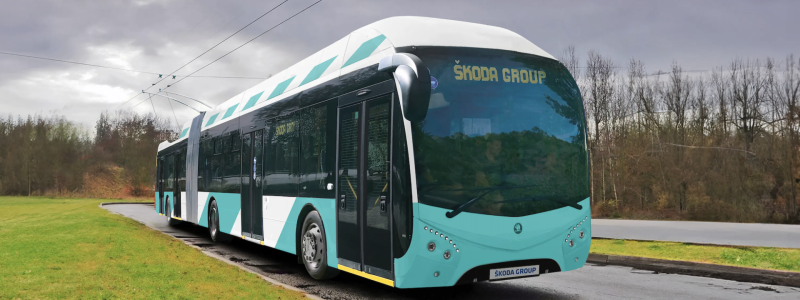 De nya fordonen kommer att utrustas med batteridrift som möjliggör körning upp till 25 kilometer utan ström från ledningar. Bild: Skoda