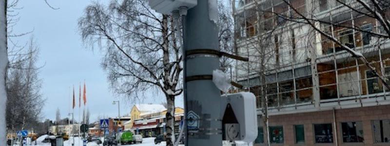 Sensorerna finns på flera platser i centrala Piteå. Foto Piteå kommun