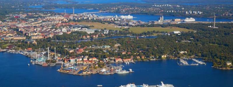 Stockholm, flygbild, innerstad, kaj, 2022, masthamnen, stadsgården. Foto: Per-Erik Adamsson