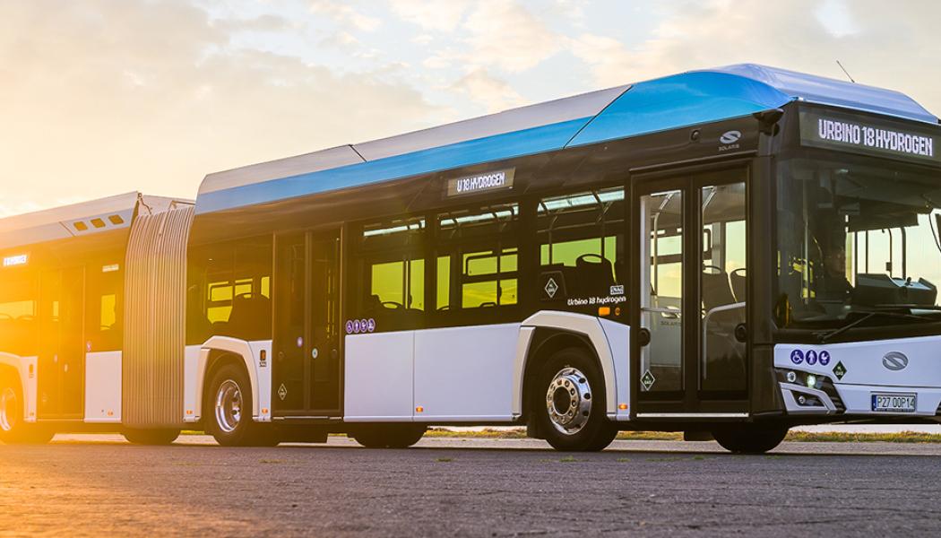 Vätgasdriven Urbino 18-buss. Foto: Solaris