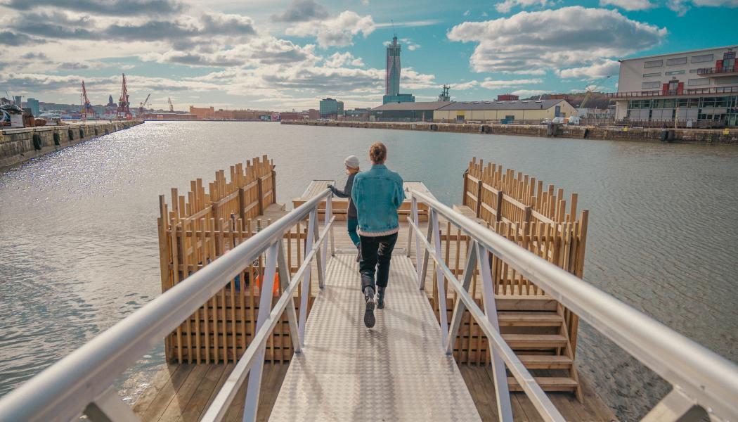 Den marina kolonilotten, Flytevi, i Göteborgs hamn. Foto: Happy Visuals