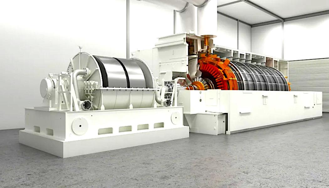 Den synkroniserade kondensorn, som Siemens Energy kommer att leverera till ESB, kommer att vara den första i landet och inkorporera världens största svänghjul som används för nätstabilitet. Det kommer att vara en nyckelkomponent i ESB:s Green Atlantic @ Moneypoint-projekt, en ambitiös plan för att förvandla County Clare-området till ett grönt energinav. Bild: Siemens Energy