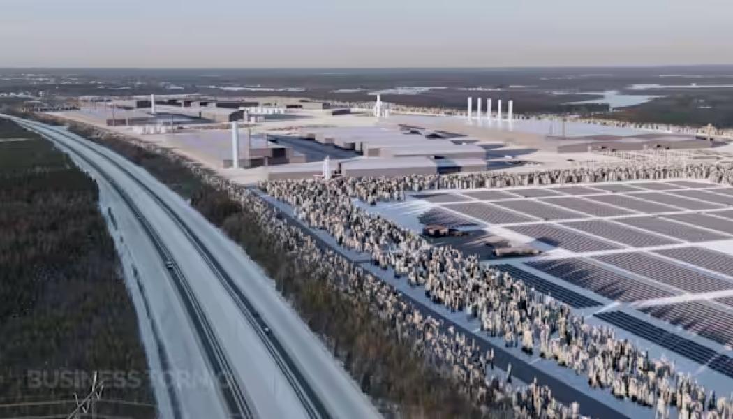 Visualisering av det planerade solkraftverket i Laivakangas, Torneå. Bild: Business Tornio