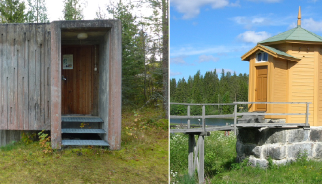 Nuvarande (vänstra bilden) och gamla (högra bilden) mareografen i Ratan. Foto: SMHI

