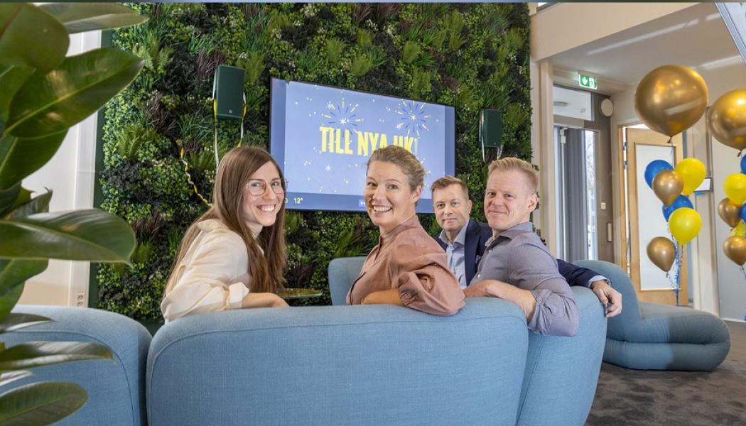 Från vänster; Louise Gabrielsson tf hållbarhetschef på Swecon Group, Anna-Karin Kjellin från anca inredningsarkitekter, Ulf Hellström vd på Swecon och Pontus Magnusson projektledare på Swecon foto Swecon 