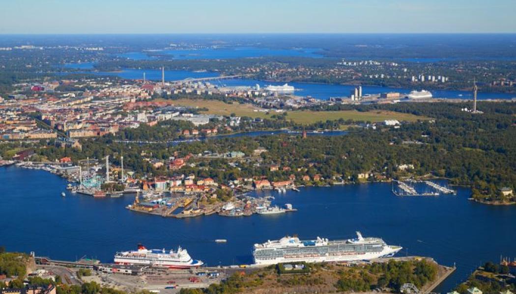 Stockholm, flygbild, innerstad, kaj, 2022, masthamnen, stadsgården. Foto: Per-Erik Adamsson