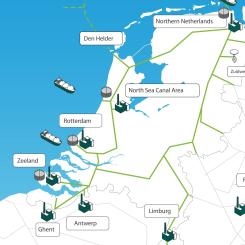 Five industrial clusters will be connected, to other countries and hydrogen storage and import locations. Industrial clusters are places where many industries are located near each other. For example, in Rotterdam. Gasunie built the network using mainly existing and partly new pipelines. Foto: Gasunie