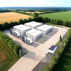 Batterilagring från Green Flexibility: De första projekten är redan under konstruktion, och om tre månader ska det första anslutas till elnätet. Illustration: Green Flexibility