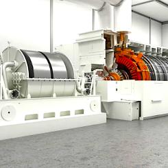 Den synkroniserade kondensorn, som Siemens Energy kommer att leverera till ESB, kommer att vara den första i landet och inkorporera världens största svänghjul som används för nätstabilitet. Det kommer att vara en nyckelkomponent i ESB:s Green Atlantic @ Moneypoint-projekt, en ambitiös plan för att förvandla County Clare-området till ett grönt energinav. Bild: Siemens Energy