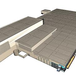 Solceller modellerade på tak och fasader av Solcellsspecialisten på fastigheten under utveckling av LC. Illustration: Solcellsspecialisten.