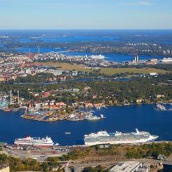 Stockholm, flygbild, innerstad, kaj, 2022, masthamnen, stadsgården. Foto: Per-Erik Adamsson